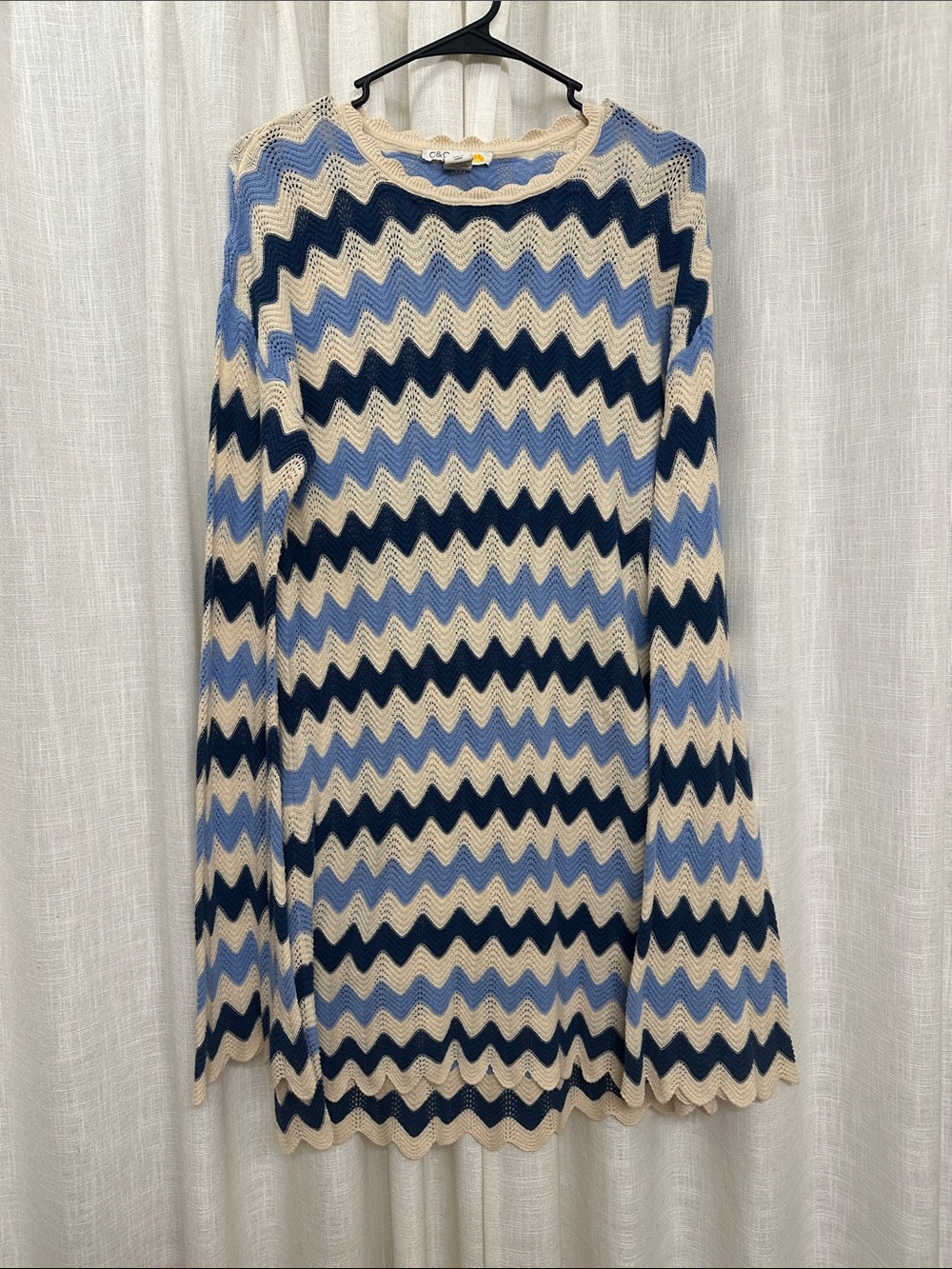 Chevron Knit Dress with Bell Sleeves